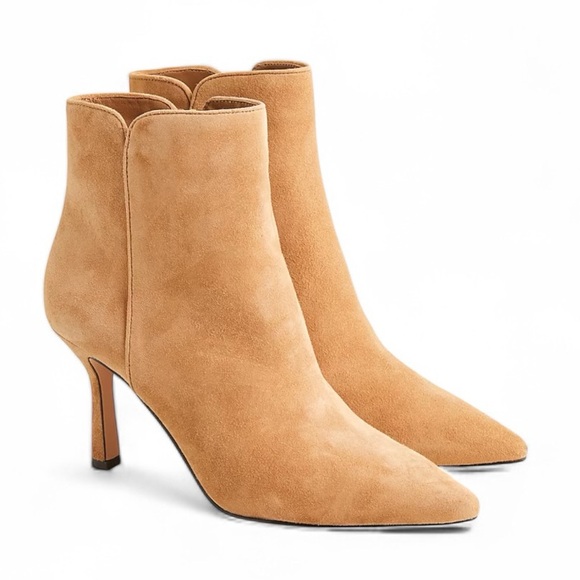 J. Crew Shoes - J. Crew Pointed Toe Suede Leather Classic Tan Ankle Boots Heels EUC S-221 Sz 8